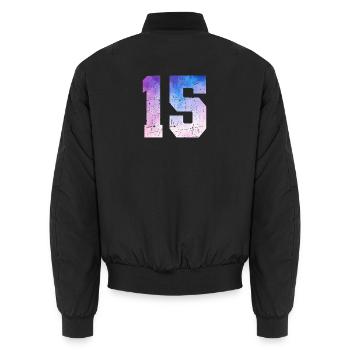 numéro 15 – Cadeau anniversaire 15 ans - Bomber unisexe - noir - Dos - AI Model Male 185 light (185cm)