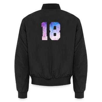 numéro 18 – Cadeau anniversaire 18 ans - Bomber unisexe - noir - Dos - AI Model Male 185 light (185cm)