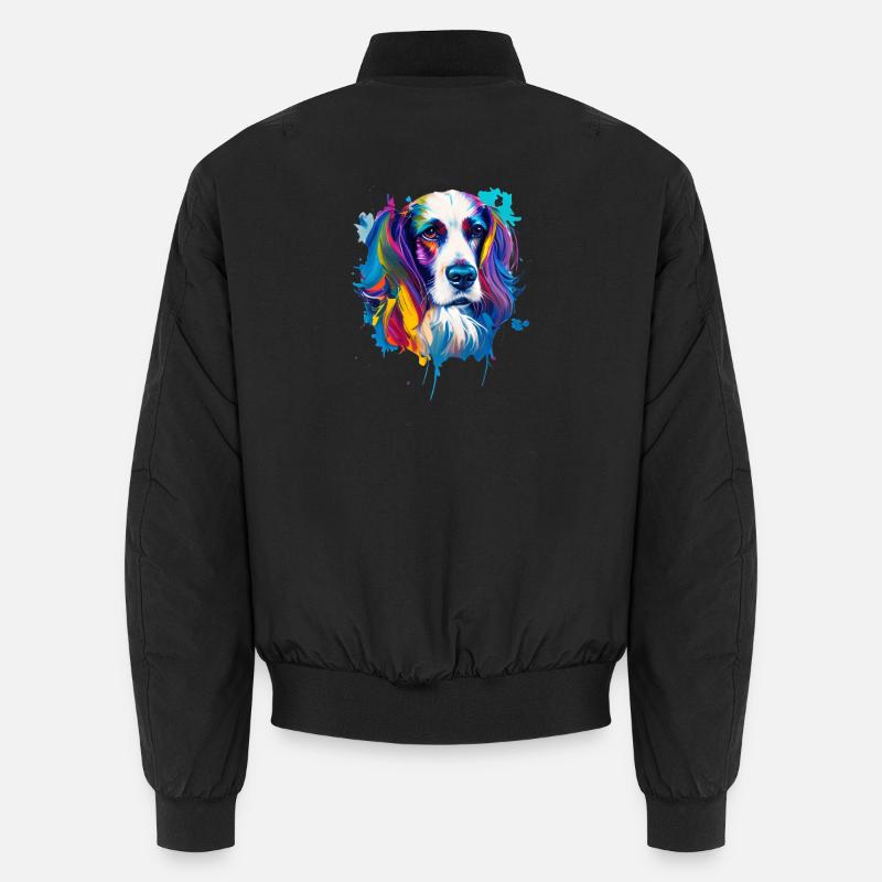 Cocker Spaniel Hund Farbenfrohes Pop-Art-Porträt Unisex Bomberjacke