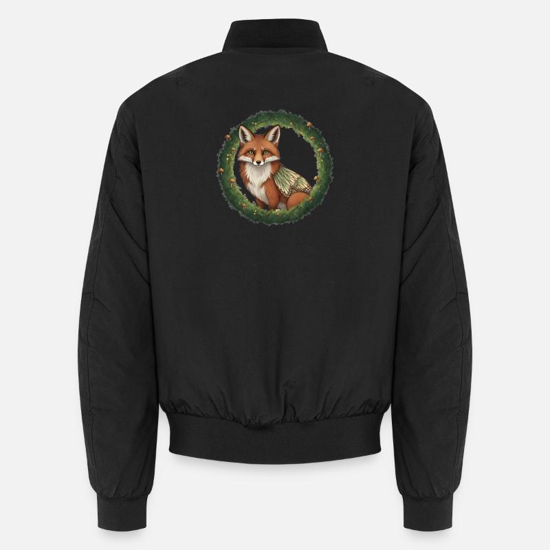 Fuchs Wald Kranz Illustration - Unisex Bomberjacke - Schwarz