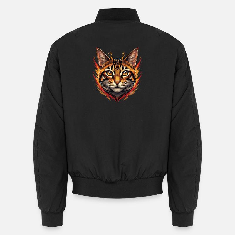 Flame Cat Head with Fire Accents Unisex Bomber Jacket