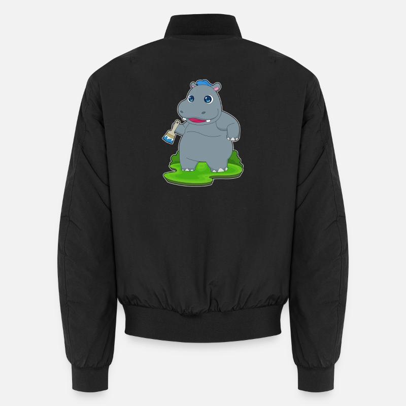 Nilpferd Maler Pinsel Malen Unisex Bomberjacke