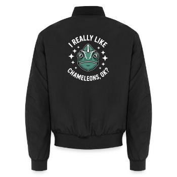 Chameleon Sayings Funny Chameleons Gift - Unisex Bomber Jacket - black - Back - AI Model Male 185 light (185cm)