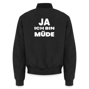 Müde - Unisex Bomberjacke - Schwarz - Hinten - AI Model Male 185 light (185cm)