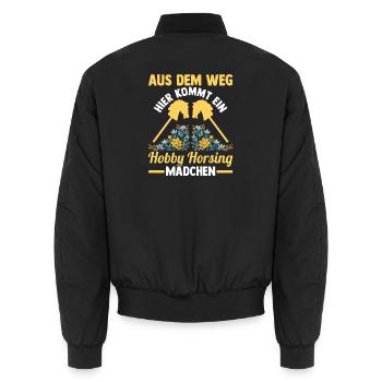 Steckenpferd Hobbyhorse Hobby Horsing - Unisex Bomberjacke - Schwarz - Hinten - AI Model Male 185 light (185cm)