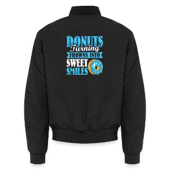 Donut fast food - Unisex Bomber Jacket - black - Back - AI Model Male 185 light (185cm)