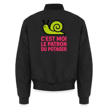 C'est Moi le Patron du Potager : Design Escargot - Bomber unisexe - noir - Dos - AI Model Male 185 light (185cm)