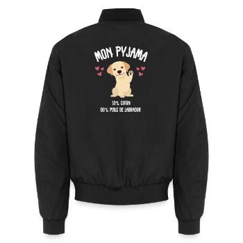 Pyjama Chien Labrador Humour  - Bomber unisexe - noir - Dos - AI Model Male 185 light (185cm)