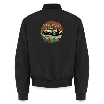 65. Geburtstag - Klassiker - Vintage since 04/1961 - Unisex Bomberjacke - Schwarz - Hinten - AI Model Male 185 light (185cm)
