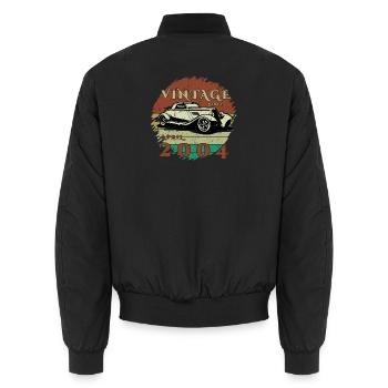 22nd Birthday - Classic - Vintage since 04/2004 - Unisex Bomber Jacket - black - Back - AI Model Male 185 light (185cm)