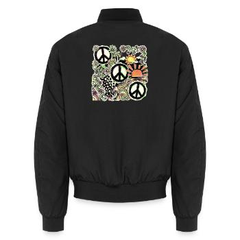 Peace Hippie Flower Stop The War - Unisex Bomberjacke - Schwarz - Hinten - AI Model Male 185 light (185cm)