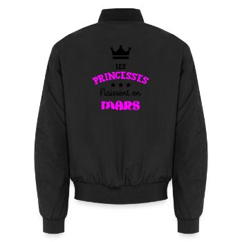 Prinzessin geboren im März Großes Geburtstagsgeschenk - Unisex Bomberjacke - Schwarz - Hinten - AI Model Male 185 light (185cm)