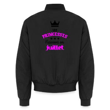 Princesse née en Juillet Joli Cadeau Naissance - Bomber unisexe - noir - Dos - AI Model Male 185 light (185cm)