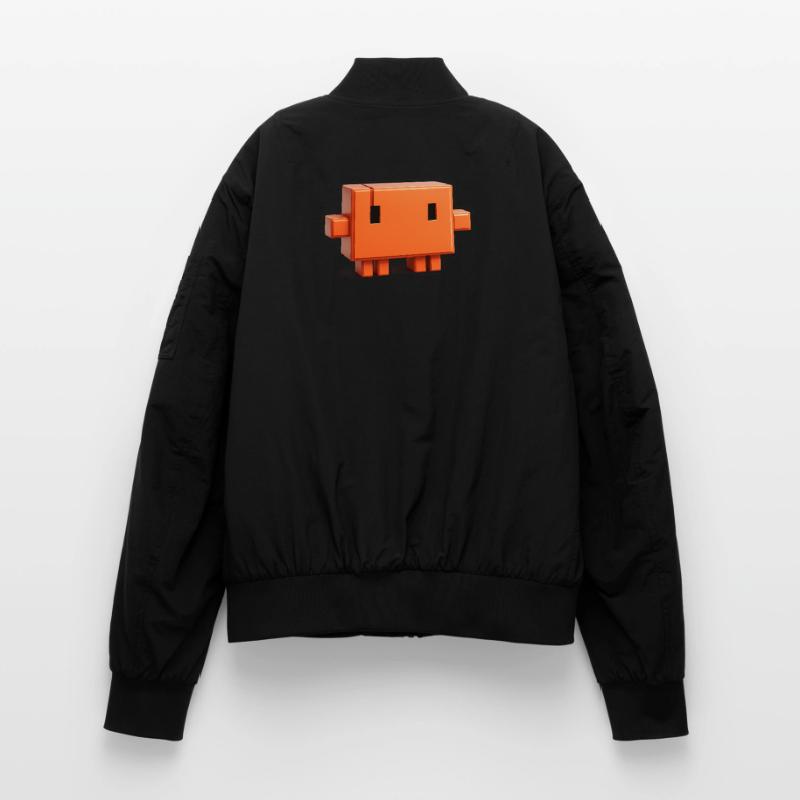 Claude Code Pixel 3D Maskottchen süßer Dev-Aufkleber Unisex Bomberjacke