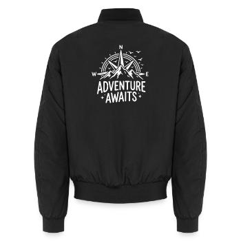 Adventure Awaits Mountain Compass - Unisex Bomber Jacket - black - Back - AI Model Male 185 light (185cm)