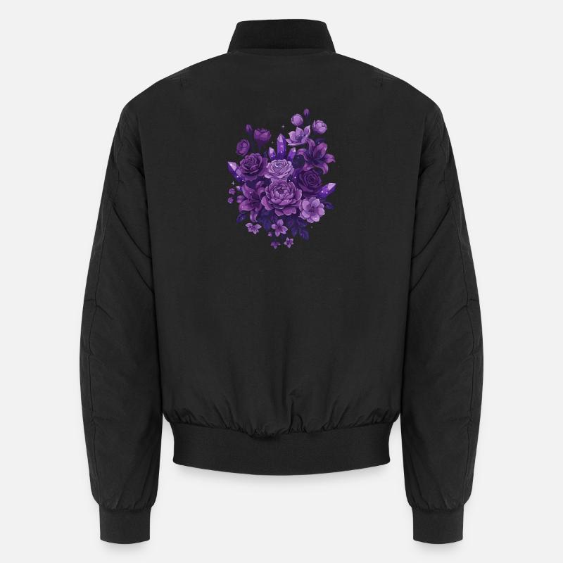 Violet Crystal Bouquet Unisex Bomber Jacket