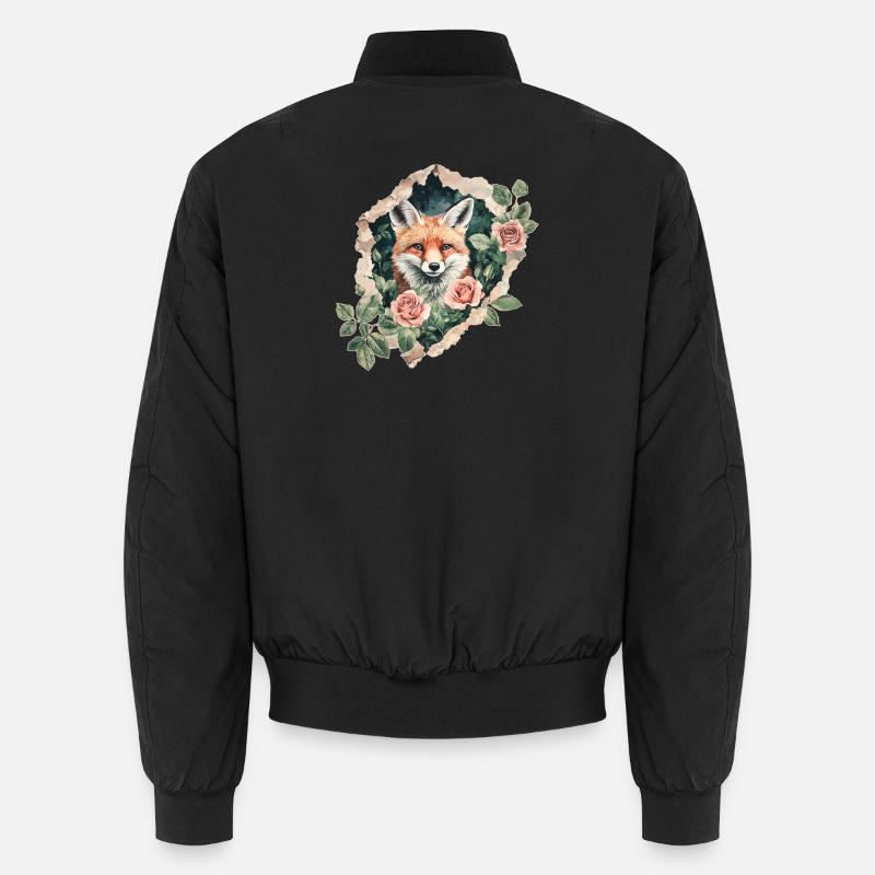Fox with Roses Vintage Unisex Bomber Jacket