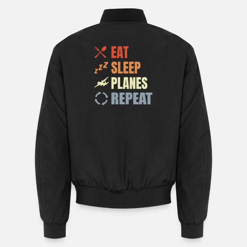 Eat Sleep Planes Repeat - Unisex Bomberjacke - Schwarz