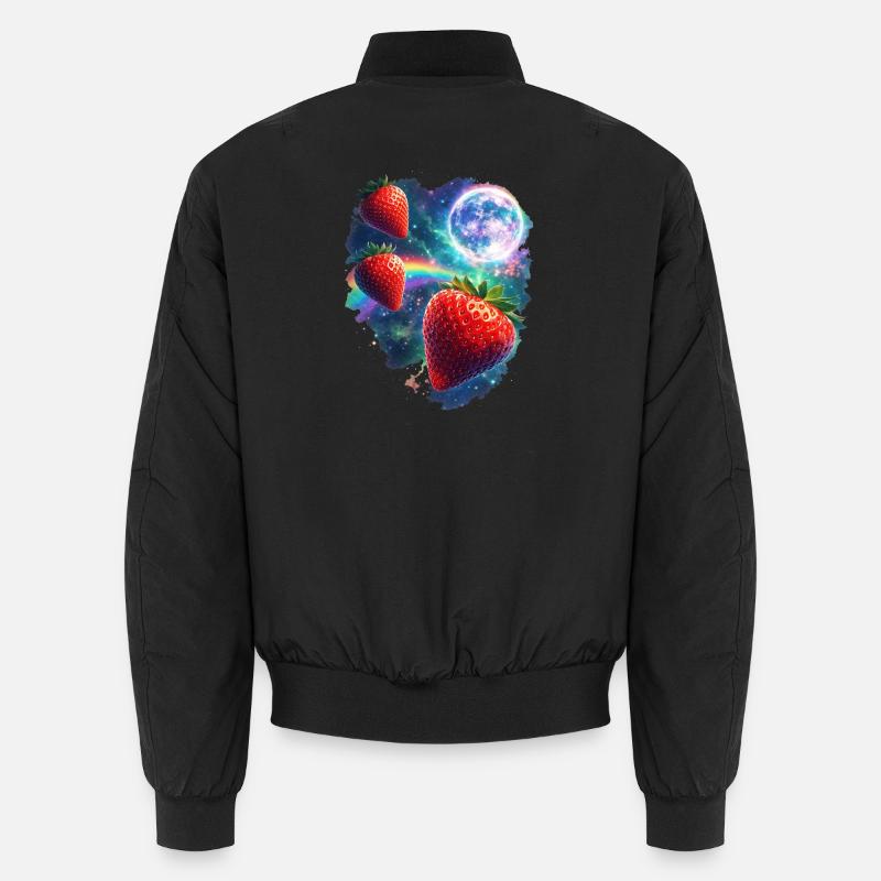 Cosmic strawberries in starlight - Unisex Bomber Jacket - black