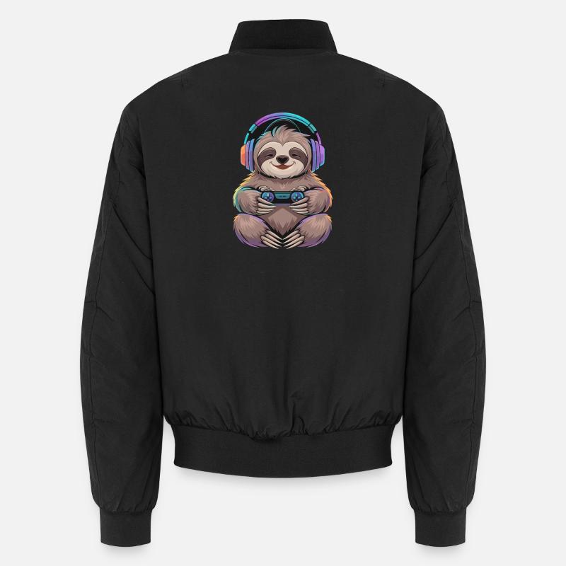  Faultier Gamer Mit Controller Und Bunter Unisex Bomberjacke