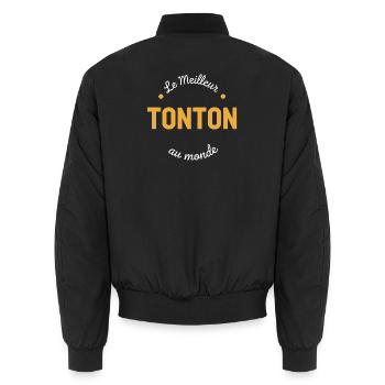 cadeau pour tonton le meilleur tonton au monde - Bomber unisexe - noir - Dos - AI Model Male 185 light (185cm)