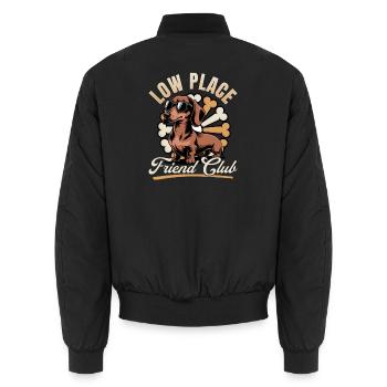 Funny Dog Breed Dachshund - Unisex Bomberjacke - Schwarz - Hinten - AI Model Male 185 light (185cm)