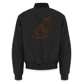 Majestic MaineCoon Minimalist Brown color Drawing - Unisex Bomber Jacket - black - Back - AI Model Male 185 light (185cm)