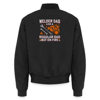 Welder Dad Firepower Design - Unisex Bomber Jacket - black - Back - AI Model Male 185 light (185cm)
