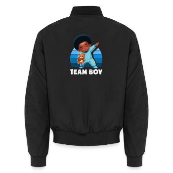 Team Junge Dabbing Baby Schwarz Gender Reveal - Unisex Bomberjacke - Schwarz - Hinten - AI Model Male 185 light (185cm)