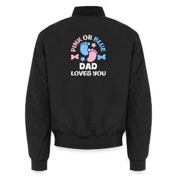 Pink Oder Blau Papa Liebt Dich Gender Reveal - Unisex Bomberjacke - Schwarz - Hinten - AI Model Male 185 light (185cm)
