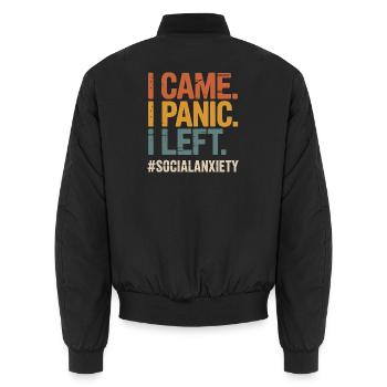Introvertiertes Problem Lustiger Sozialfreak - Unisex Bomberjacke - Schwarz - Hinten - AI Model Male 185 light (185cm)