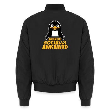 Avertissement pingouin : Socialement maladroit, drôle, maladroit - Bomber unisexe - noir - Dos - AI Model Male 185 light (185cm)
