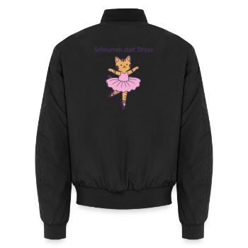 Schnurren statt Stress – Ballettkatze - Unisex Bomberjacke - Schwarz - Hinten - AI Model Male 185 light (185cm)