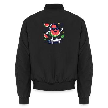 Rhythmische Wassermelone im Skateboarding - Unisex Bomberjacke - Schwarz - Hinten - AI Model Male 185 light (185cm)