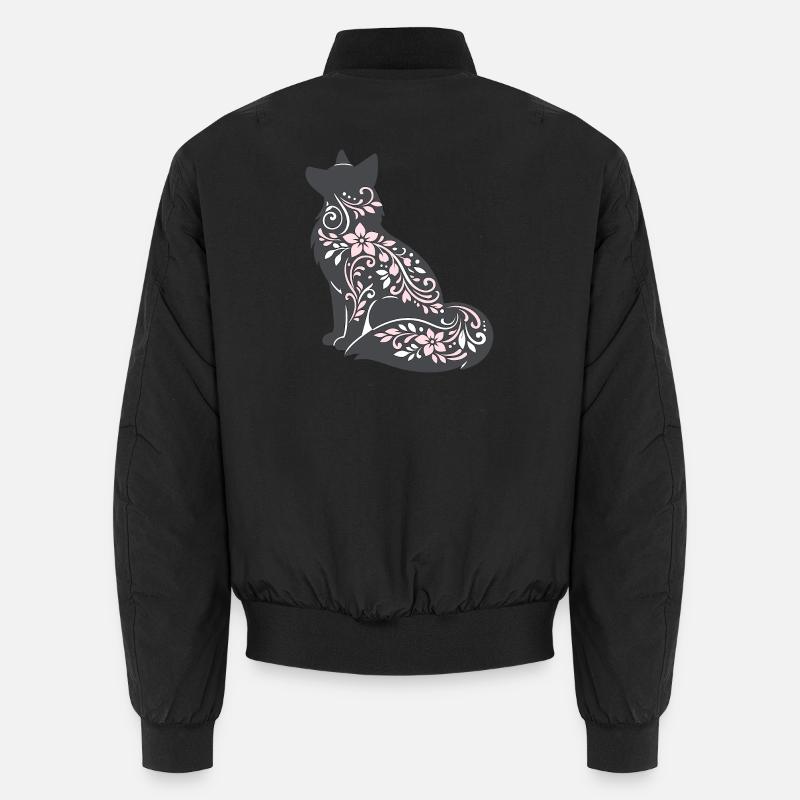 Silhouette de chat décorée de fleurs Bomber unisexe