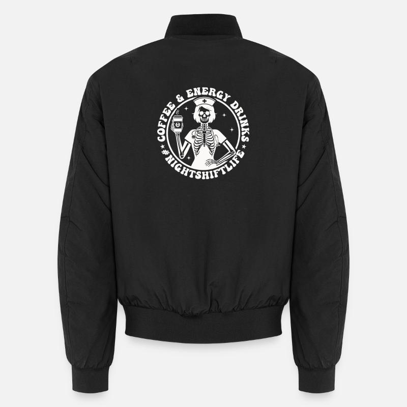 Night Service Coffee Skeleton Unisex Bomber Jacket