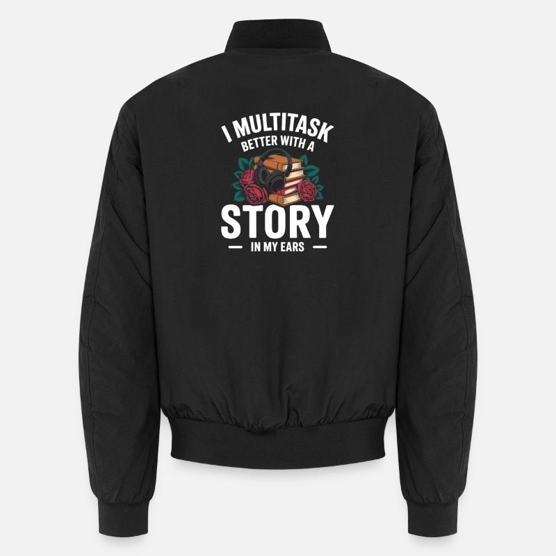 Hörbücher Multitasking Stories Bücher Nerd Unisex Bomberjacke