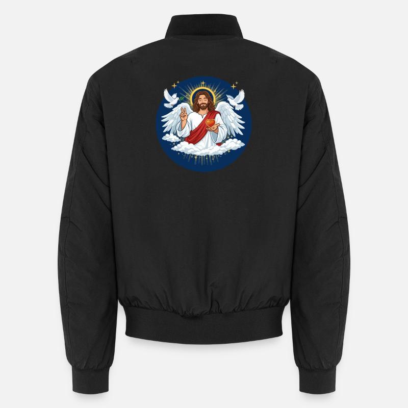 Himmlische Liebe: Jesus mit Herz Unisex Bomberjacke