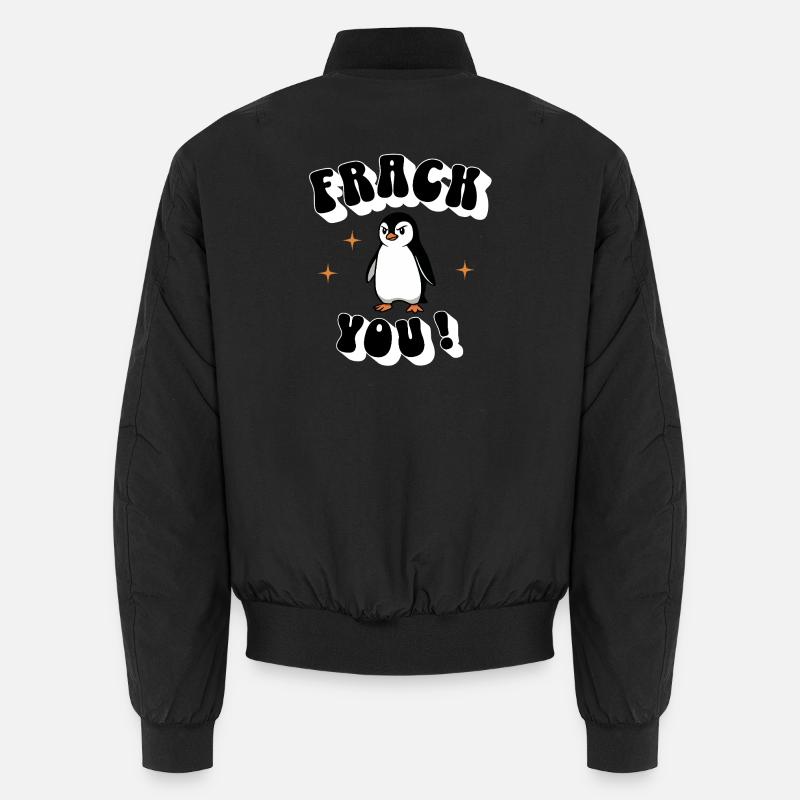 „Frack you“ – Der freche Pinguin - Unisex Bomberjacke - Schwarz
