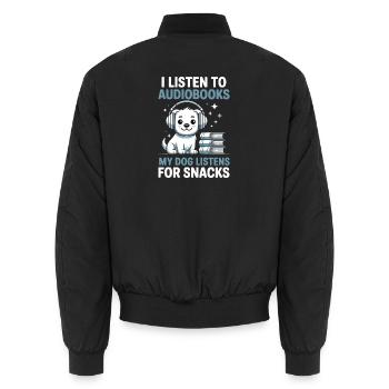 Hunde Hörbuch Fans Lesen Bücherwurm Geschenk - Unisex Bomberjacke - Schwarz - Hinten - AI Model Male 185 light (185cm)