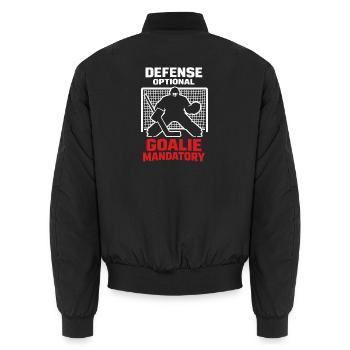 Gardien de but de hockey Cadeau de but Vie de gardien de hockey - Bomber unisexe - noir - Dos - AI Model Male 185 light (185cm)
