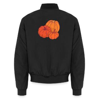 Cartoon Style Pumpkins - Unisex Bomber Jacket - black - Back - AI Model Male 185 light (185cm)