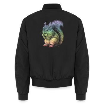 Squirrel - Unisex Bomber Jacket - black - Back - AI Model Male 185 light (185cm)