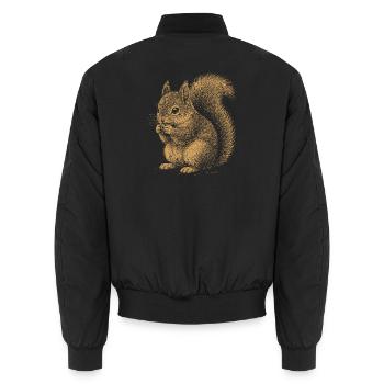 Squirrel - Unisex Bomber Jacket - black - Back - AI Model Male 185 light (185cm)