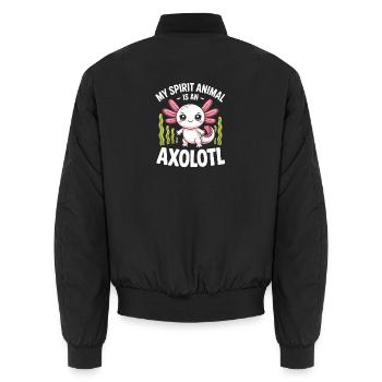 Axolotl Spirit Animal Tee - Unisex Bomber Jacket - black - Back - AI Model Male 185 light (185cm)