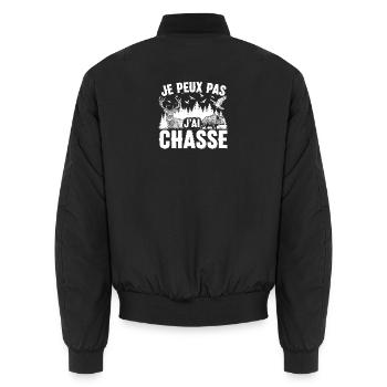 Je Peux Pas J'ai Chasse Cadeau Humour Chasseur - Bomber unisexe - noir - Dos - AI Model Male 185 light (185cm)