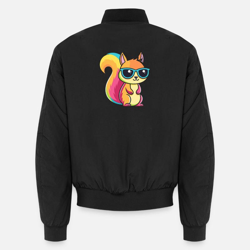 Écureuil Arc en Ciel à Lunettes - Bomber unisexe - noir