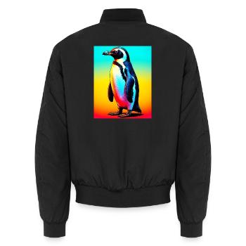 penguin - Unisex Bomber Jacket - black - Back - AI Model Male 185 light (185cm)