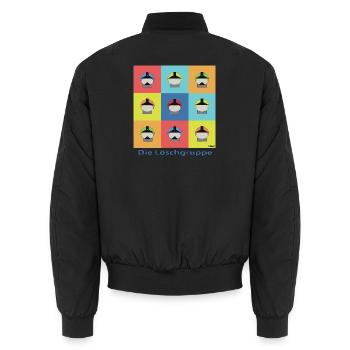 Die Löschgruppe Pop Art Grid - Feuerwehr - Unisex Bomberjacke - Schwarz - Hinten - AI Model Male 185 light (185cm)