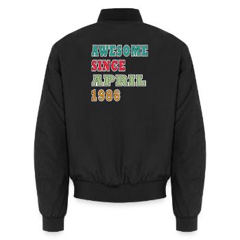 Anniversaire coloré depuis avril 1986 - Bomber unisexe - noir - Dos - AI Model Male 185 light (185cm)